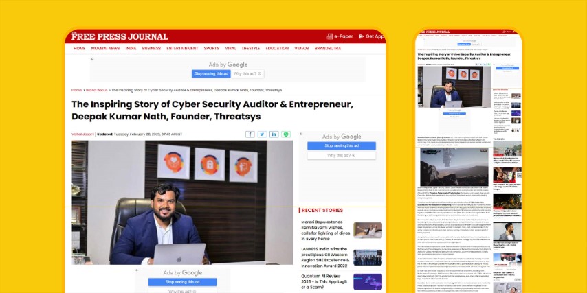 Deepak Kumar Nath, founder and CEO of Threatsys Technologies featured in Free Press Journal....